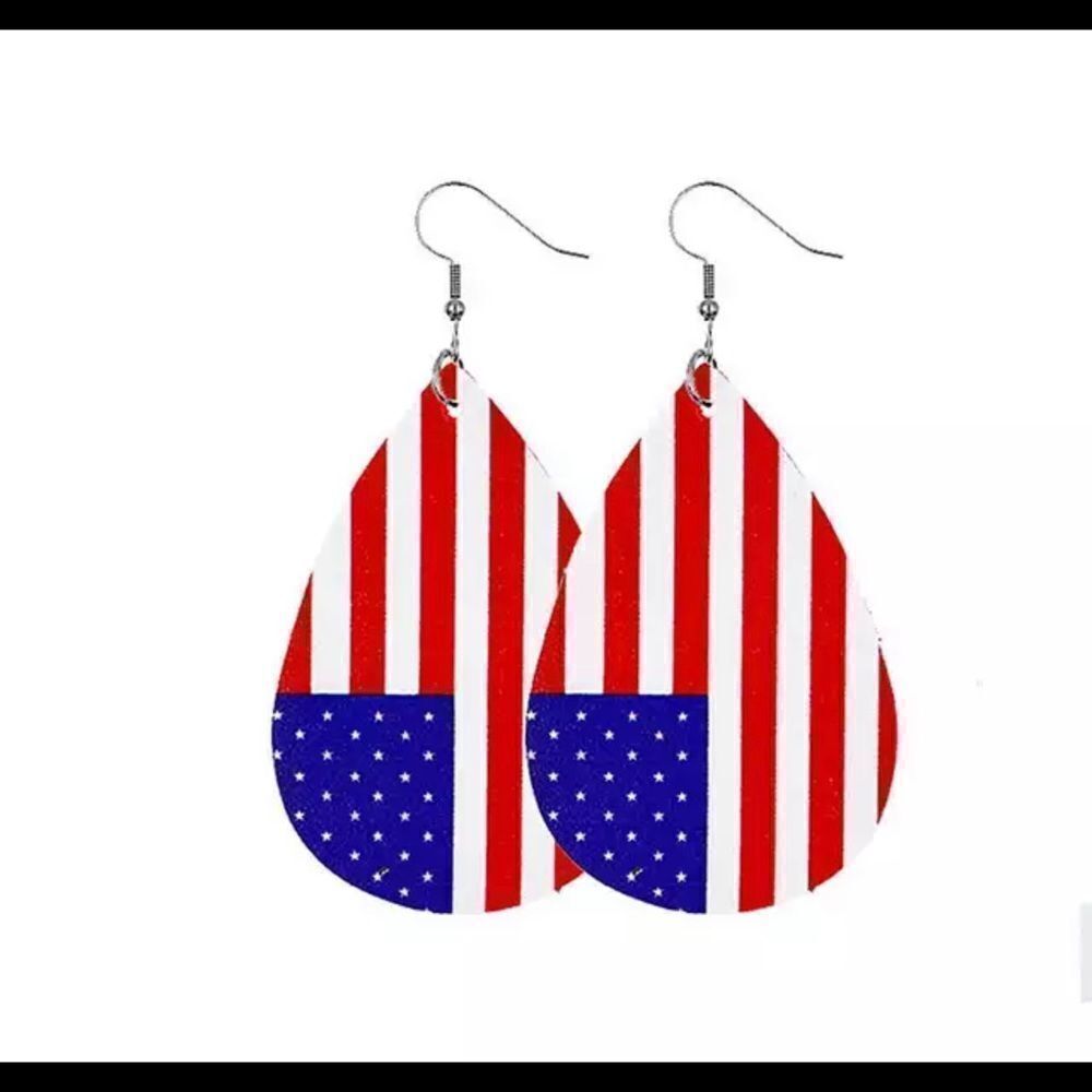 Teardrop American Flag Design Earrings‎ - Picture 4 of 6